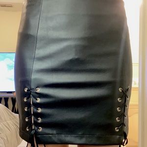 Black leather skirt lace up